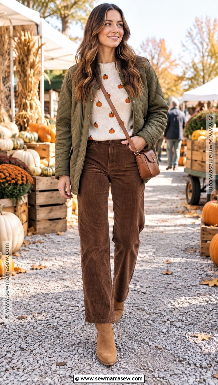 Pumpkin Sweater With Corduroy Pants - 20 Pumpkin Sweater Ideas
