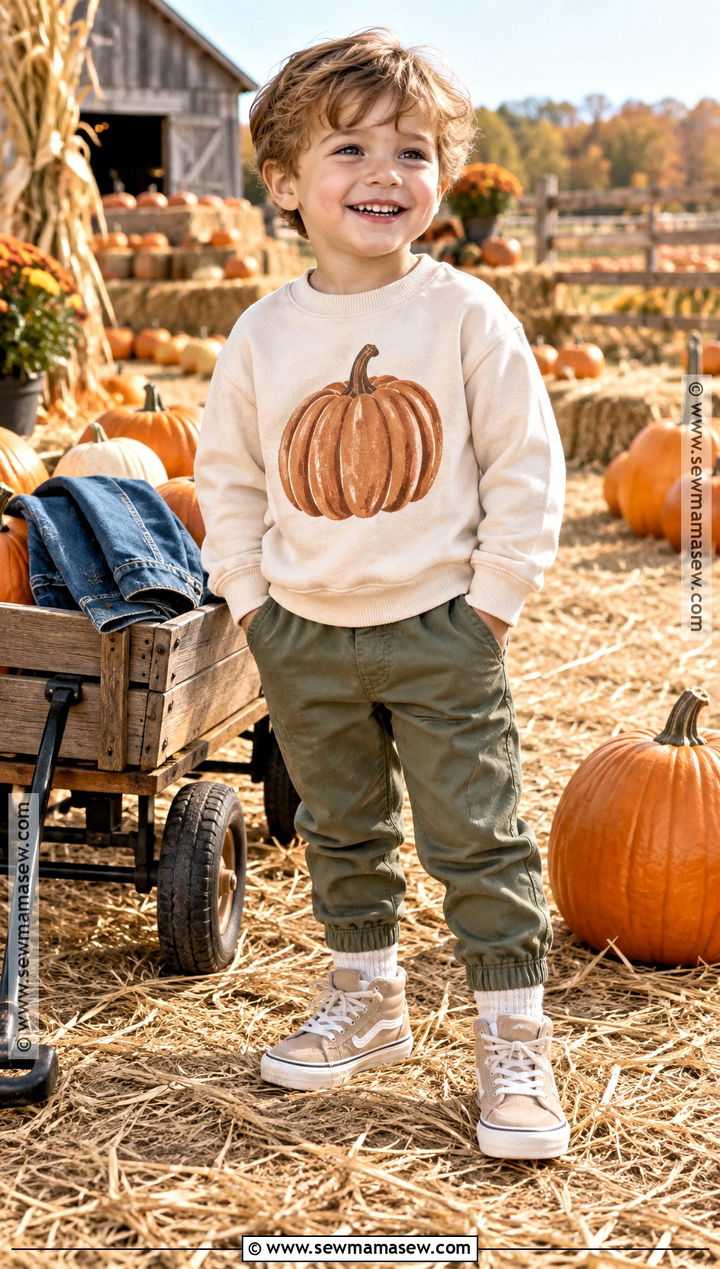 Pumpkin Sweatshirt And Joggers Outfit - 20 Pumpkin Patch Toddler Outfit Ideas for Boys