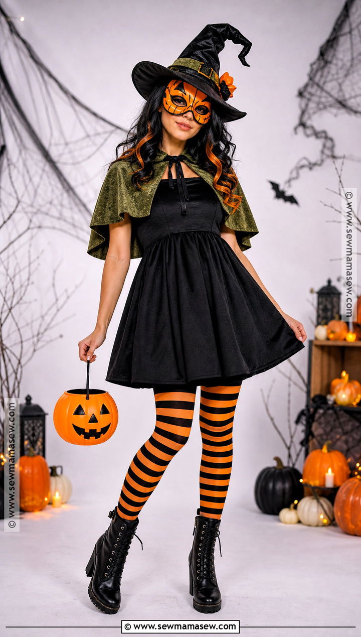 Pumpkin Witch Mask Costume - 30 witch mask ideas