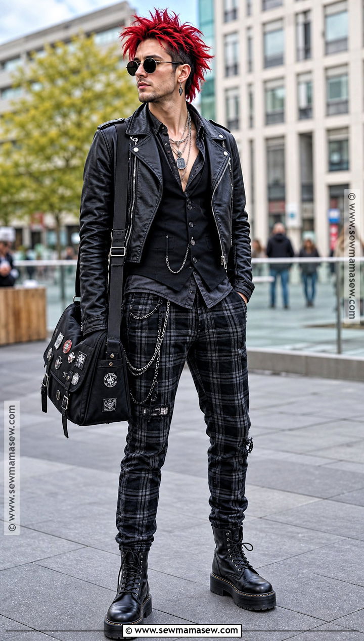 Punk Crowley Cosplay With Plaid Pants - 30 crowley cosplay ideas