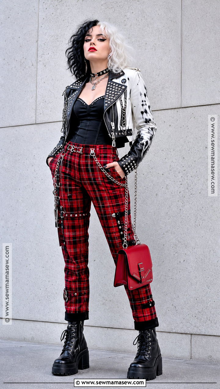 Punk Cruella Costume With Black And White Jacket - 30 Disney Villain Costumes for Women