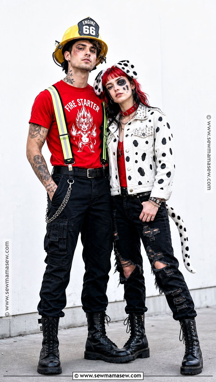 Punk Fireman And Dalmatian Costume - 30 Fireman And Dalmatian Costume Ideas for Couples