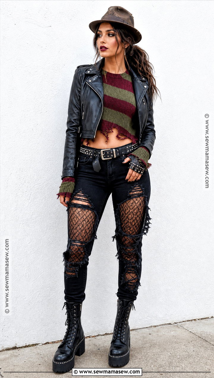 Punk Freddy Krueger Costume With Leather Jacket - 40 freddy krueger costume ideas for women