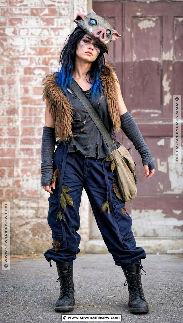 Punk Inosuke Cosplay With Cargo Pants - 30 Inosuke Cosplay Ideas for Females