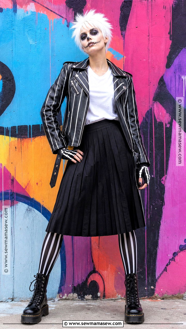 Punk Jack Skellington Costume With Moto Jacket - 30 Jack Skellington Costume Ideas for Women