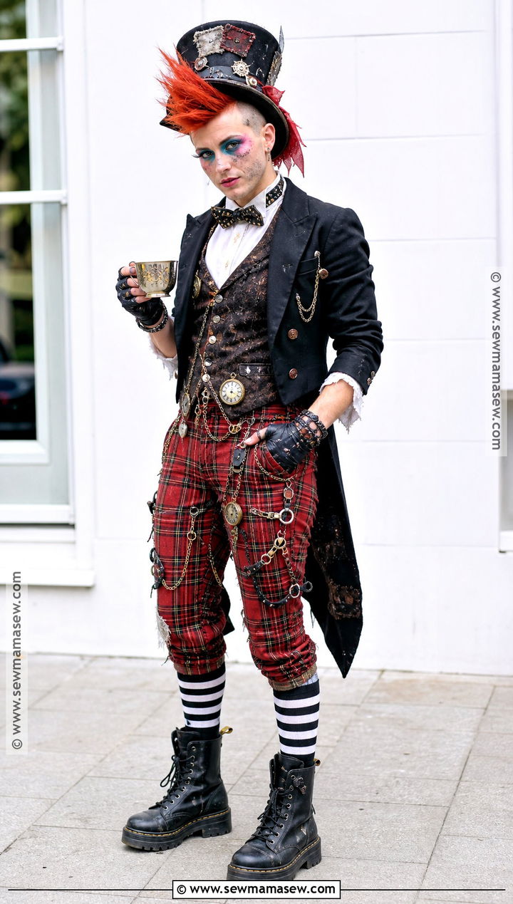 Punk Mad Hatter Costume With Plaid Pants - 50 mad hatter costume ideas