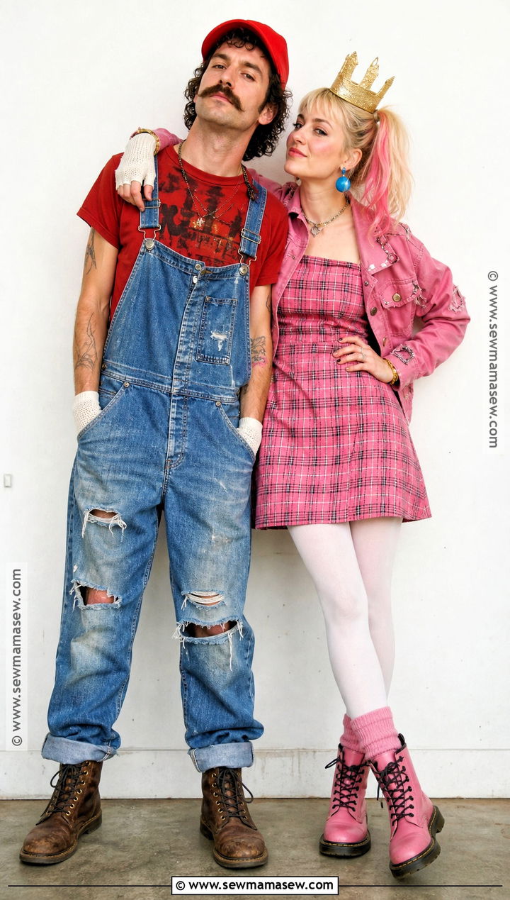 Punk Mario And Peach Couple Costume - 30 Mario And Peach Costumes for Couples