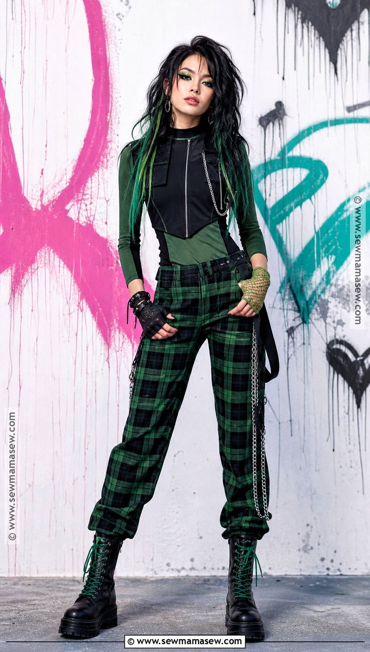 Punk Shego Costume With Plaid Pants - 45 shego costume ideas