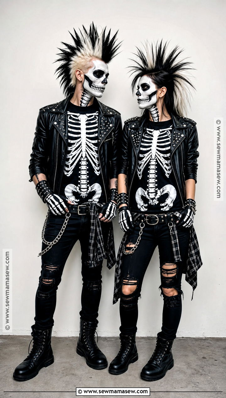 Punk Skeleton Couple Costume - 30 Skeleton Couple Costume Ideas