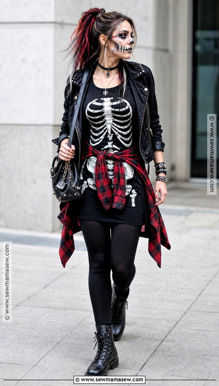 Punk Skeleton Dress Costume - 35 skeleton dress ideas