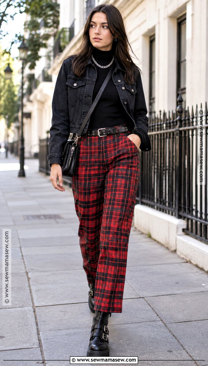 Punk Tartan Pants Fall Outfit - 20 alternative fall fashion ideas