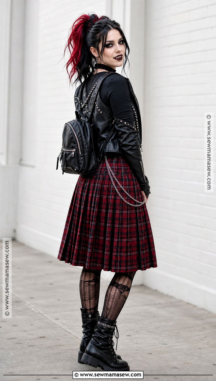 Punk Vampire Costume With Plaid Skirt - 30 vampire costume inspo ideas for women