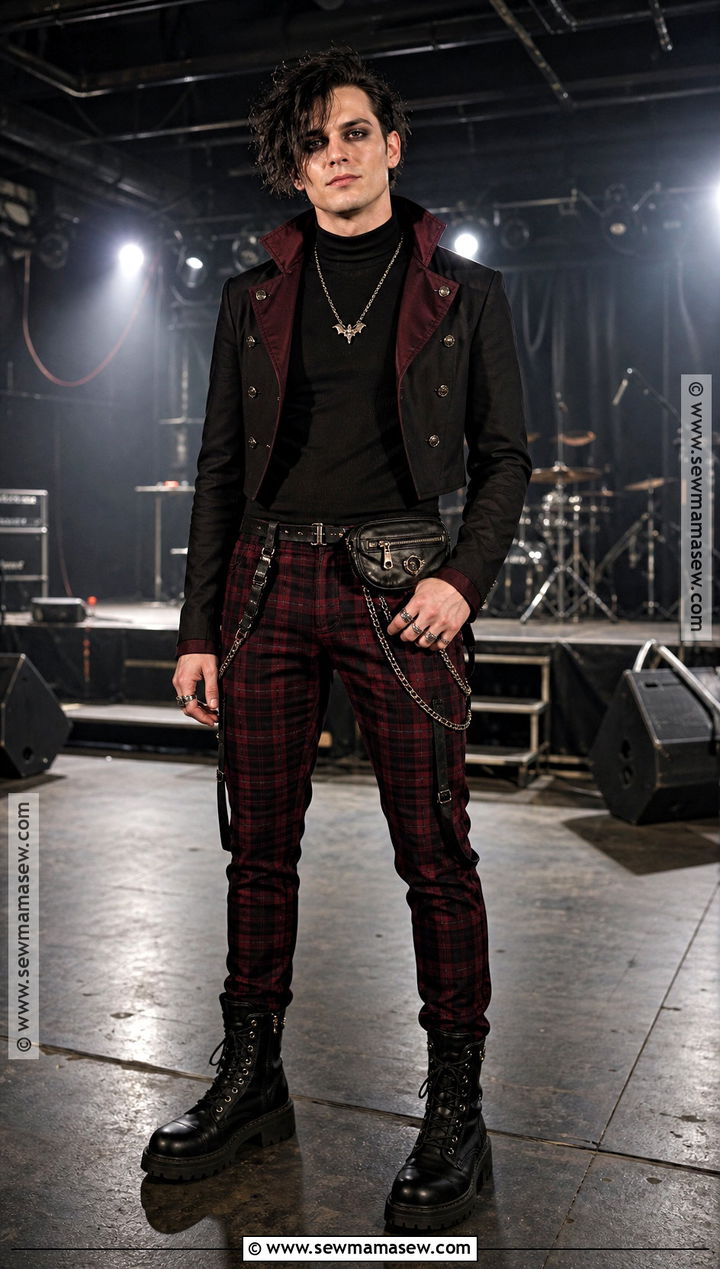Punk Vampire Outfit With Plaid Pants - 30 male vampire outfit ideas