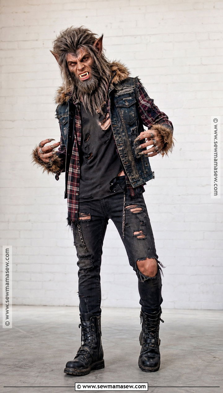 Punk Werewolf Costume With Distressed Denim - 30 edgy halloween costume ideas