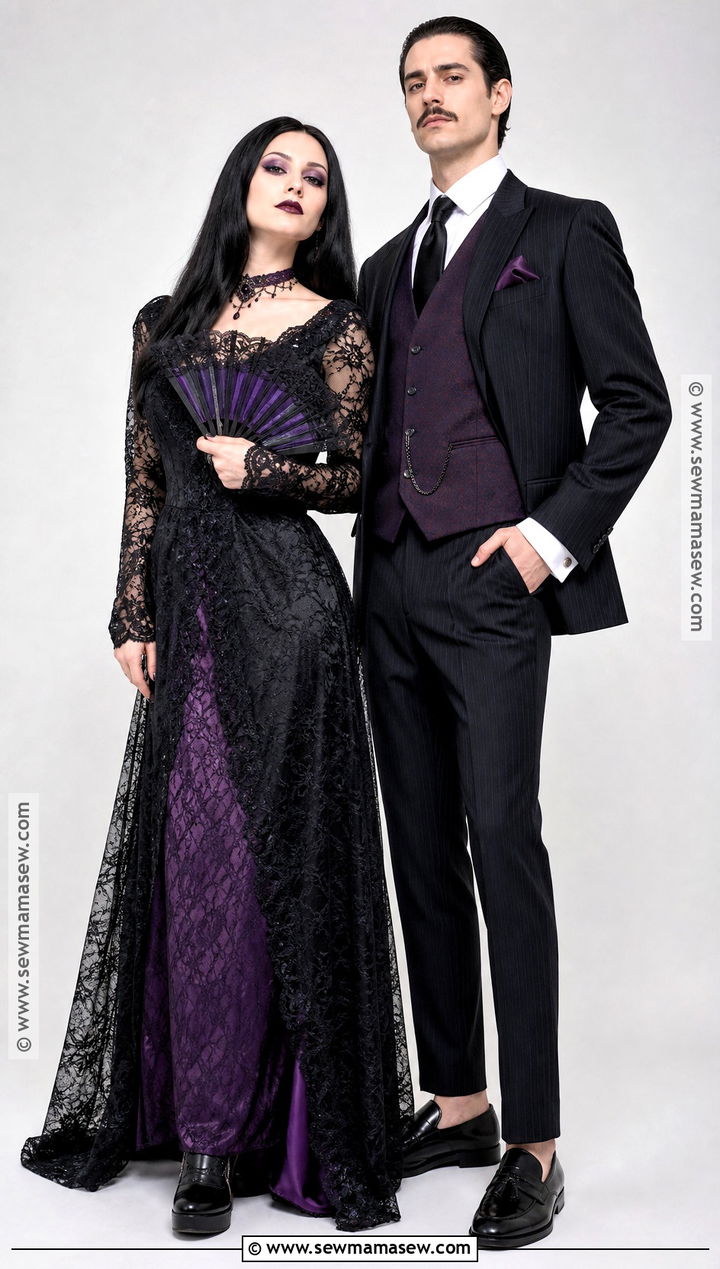 Purple Accent Morticia And Gomez Costume - 40 morticia and gomez addams costume ideas