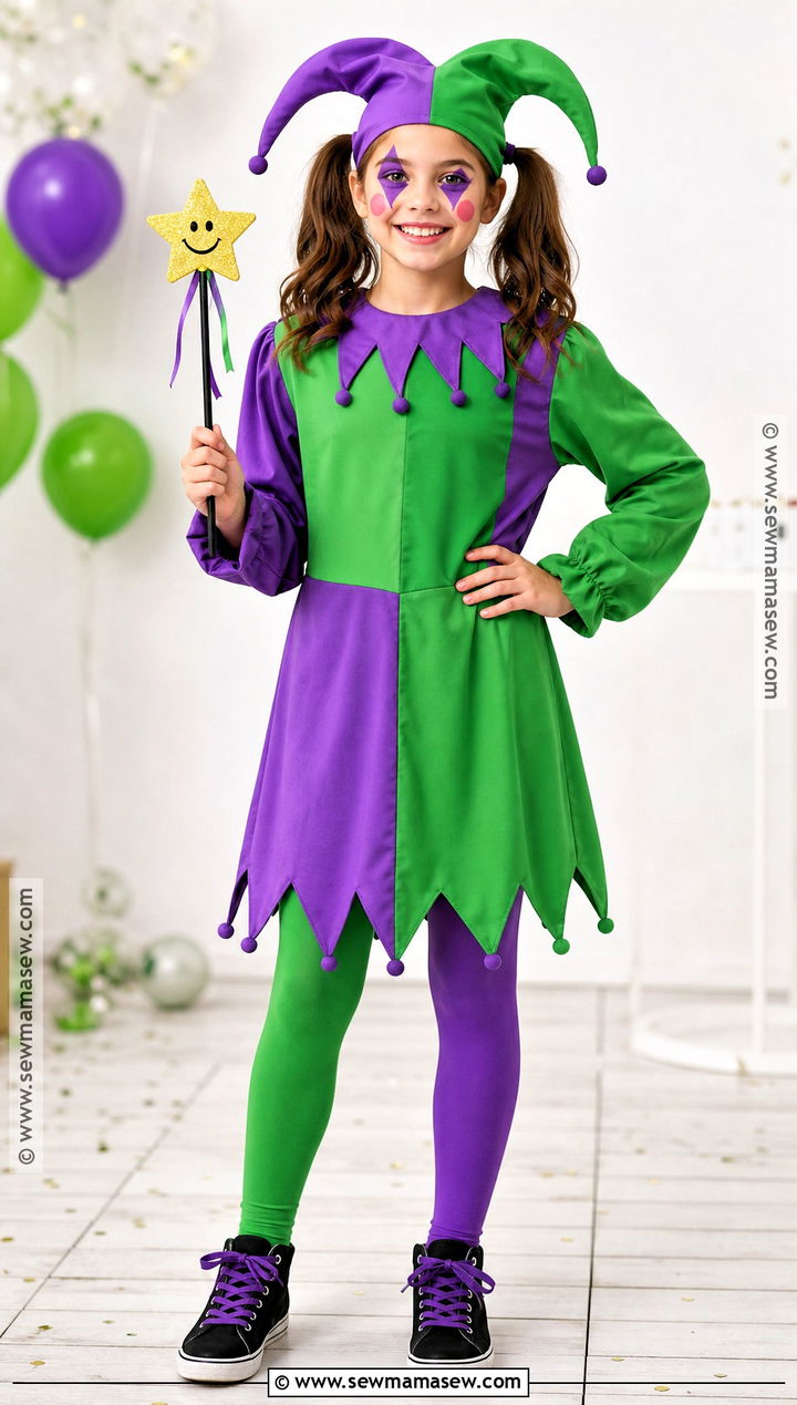 Purple And Green Jester Clown Costume - 30 girl clown costume ideas