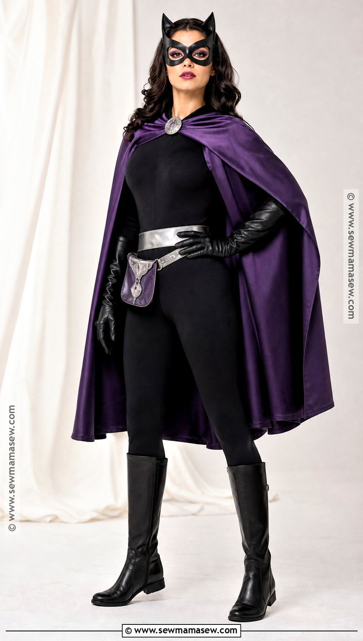 Purple Cape Cat Woman Costume - 40 cat woman halloween costume ideas