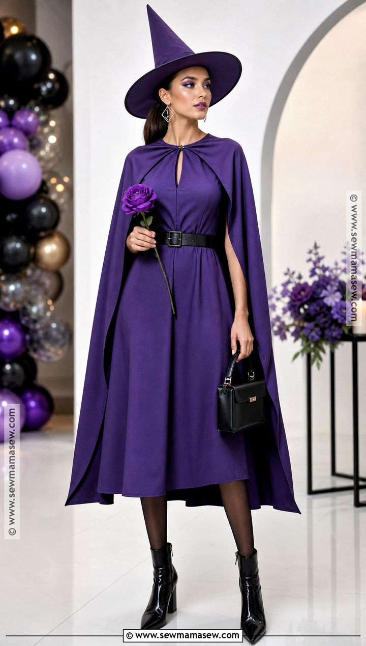 Purple Cape Dress Witch Outfit - 30 purple witch outfit ideas