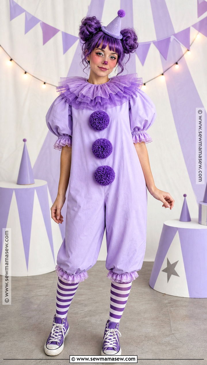 Purple Clown Costume With Tulle Collar - 30 purple hair costume ideas