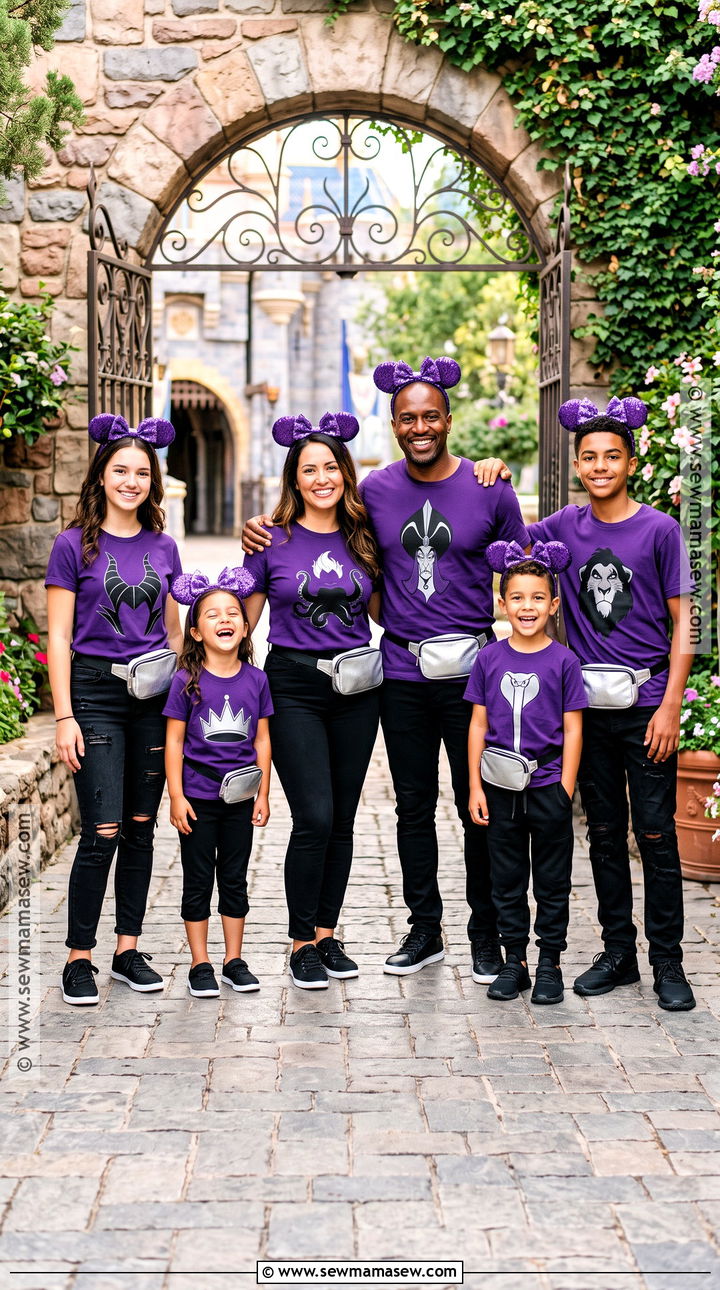 Purple Disney Villain Shirt And Black Jeans Outfit - 15 disney october family shirts