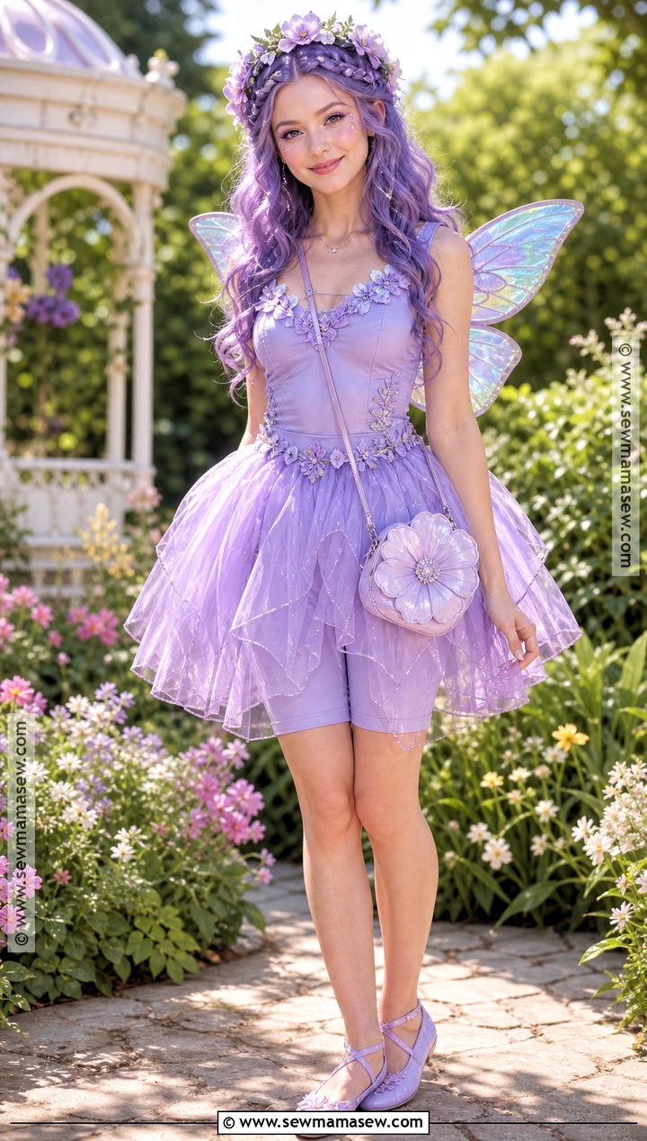 Purple Fairy Costume With Lavender Curls - 35 purple hair halloween costumes ideas