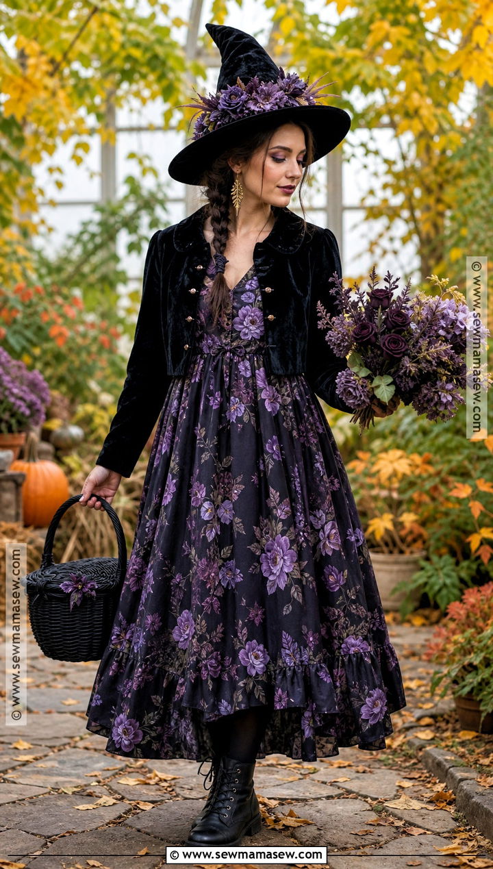 Purple Floral Witch Outfit - 30 purple witch outfit ideas