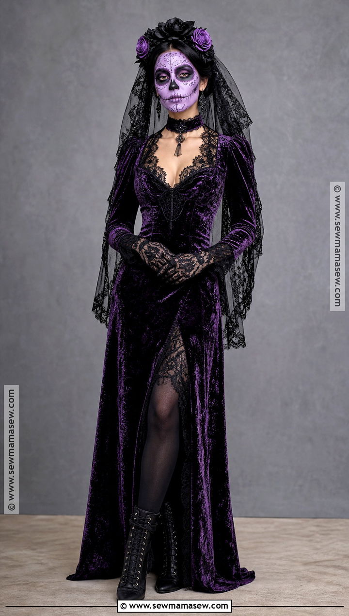 Purple Gothic Sugar Skull Costume - 35 sugar skull costume ideas