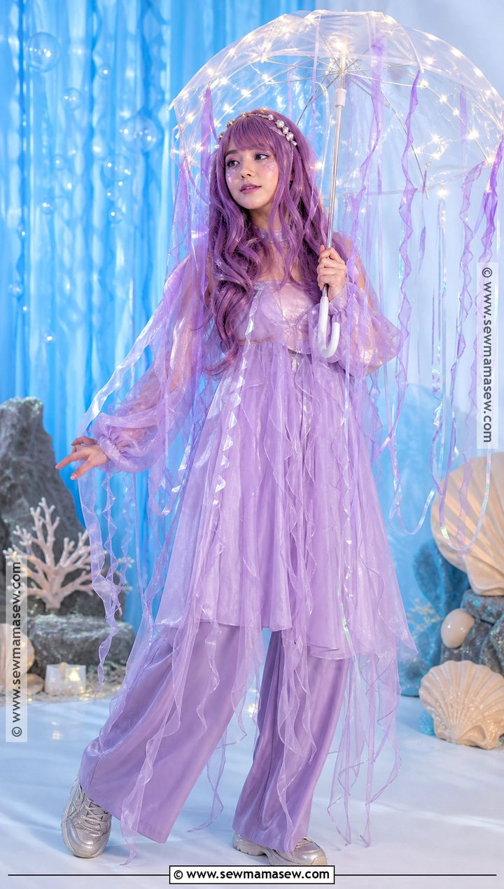 Purple Jellyfish Costume With Light Up Umbrella - 35 purple hair halloween costumes ideas