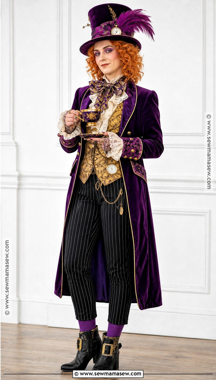 Purple Mad Hatter Costume With Velvet Coat - 50 mad hatter costume ideas