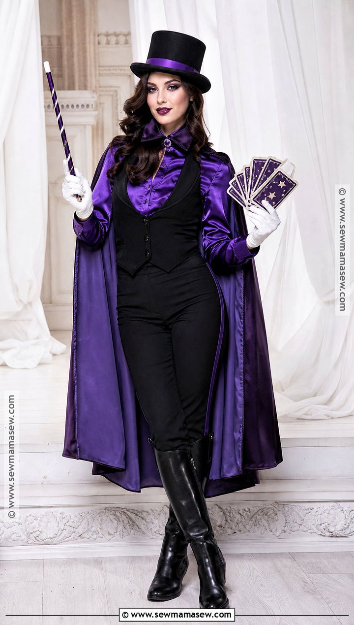 Purple Magician Costume With Satin Cape - 35 Magician Costume Ideas for Women