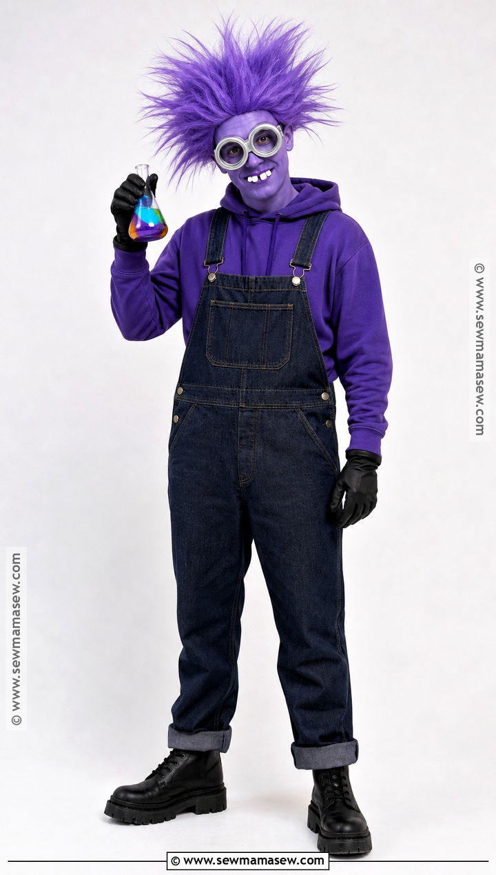 Purple Minion Costume With Wild Hair - 30 minons outfit costume ideas