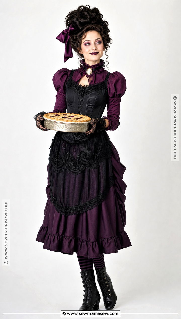 Purple Mrs Lovett Costume With Lace Apron - 30 mrs lovett costume ideas