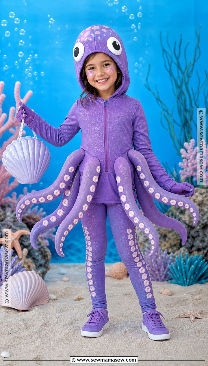 Purple Octopus Costume With Soft Tentacles - 35 animal costumes for kids