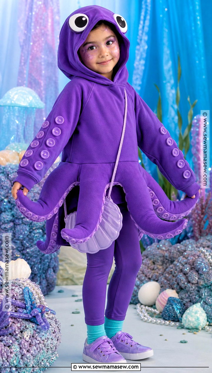 Purple Octopus Costume With Soft Tentacles - 45 kids halloween costumes