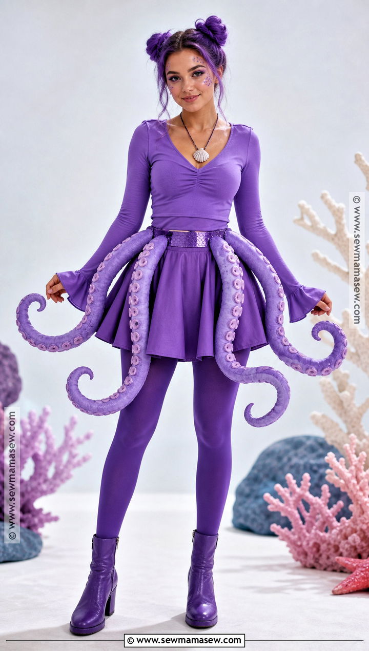 Purple Octopus Costume With Tentacle Skirt - 30 under the sea costumes for women