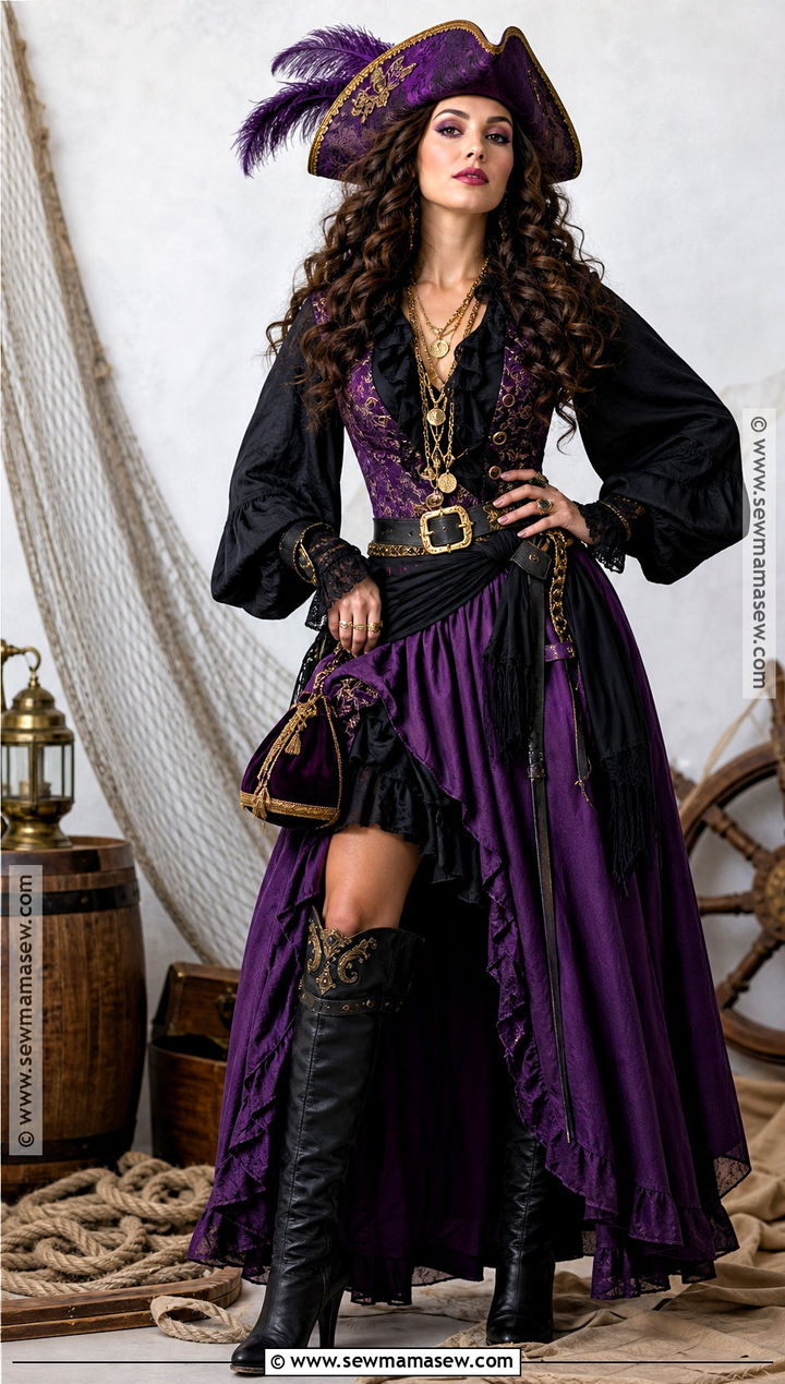 Purple Pirate Queen Costume - 30 cute pirate costume ideas for women