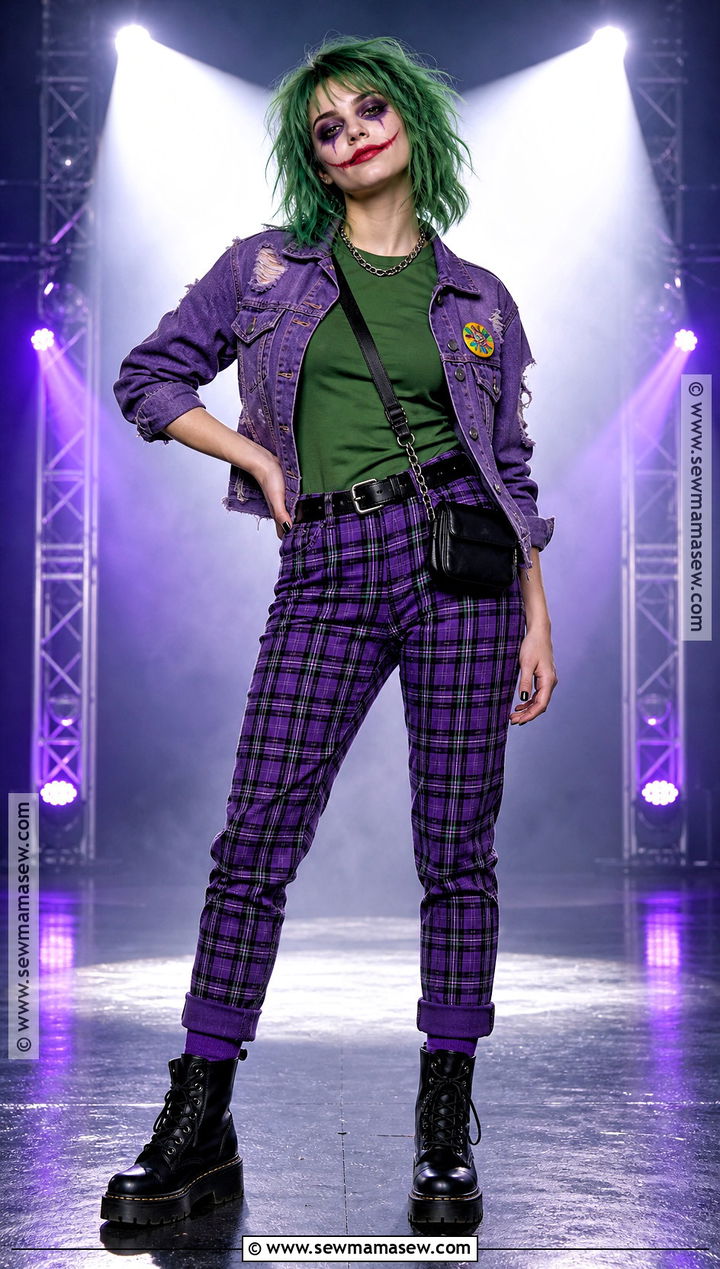 Purple Plaid Punk Female Joker Costume - 35 female joker costume ideas
