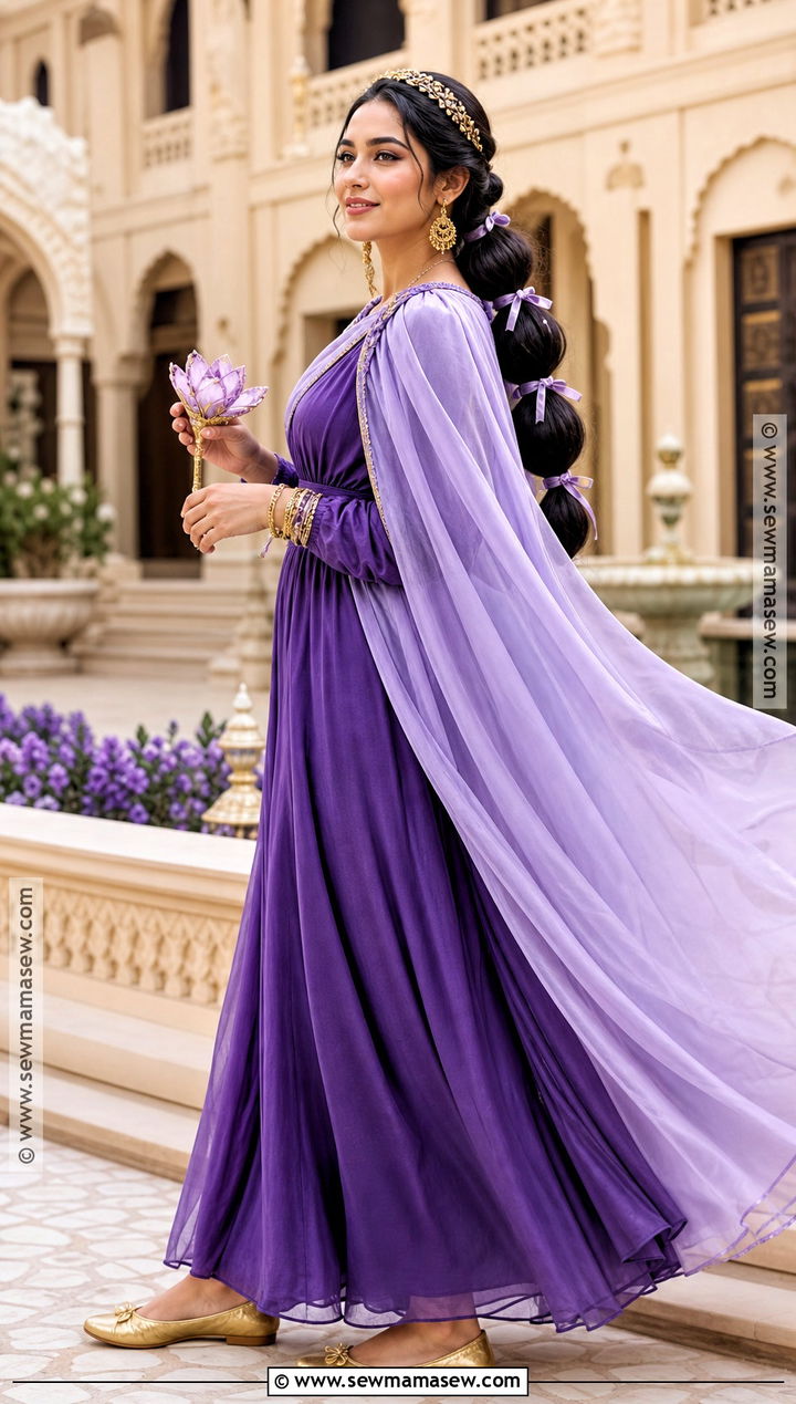 Purple Princess Jasmine Costume With Long Dress - 30 aladin costume ideas