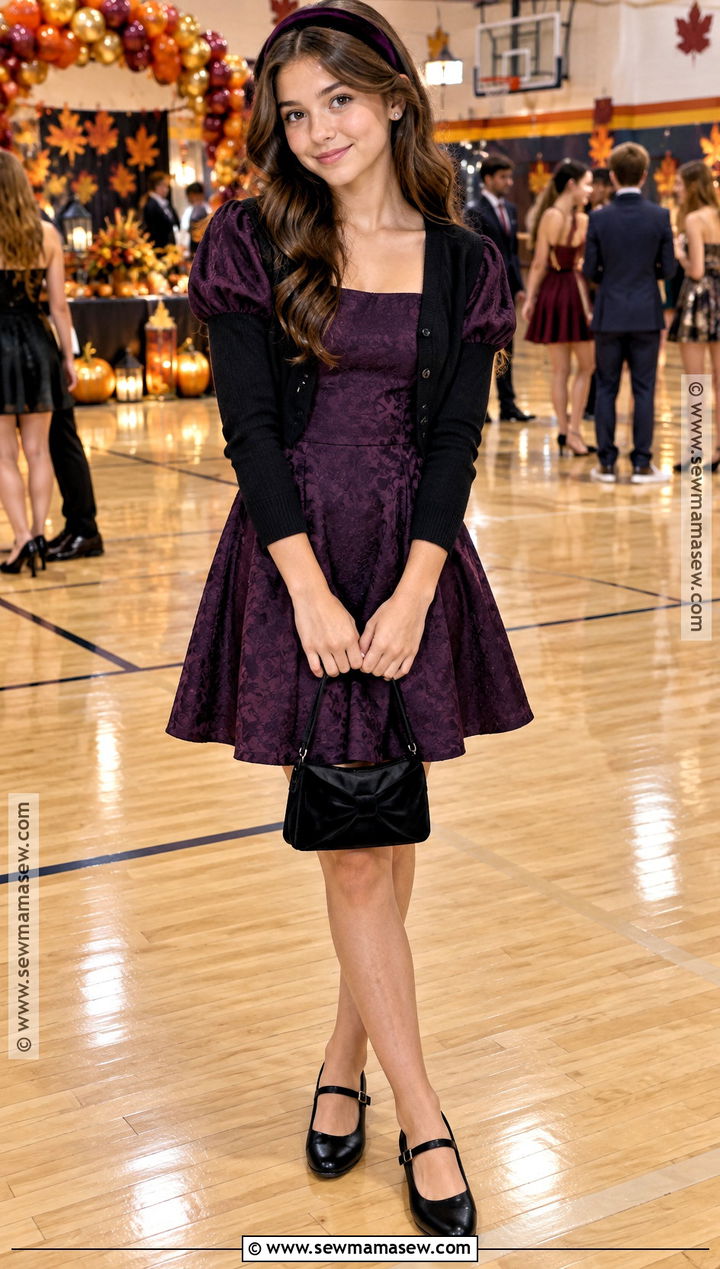 Purple Puff Sleeve Fall Dance Dress - 20 Fall Dance Dresses Middle School