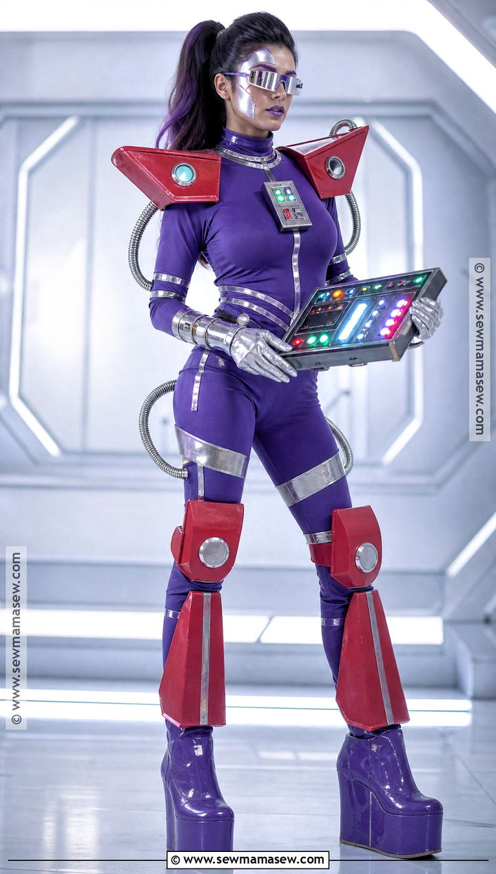 Purple Robot Costume With Stilts Effect - 30 heidi klum halloween costumes