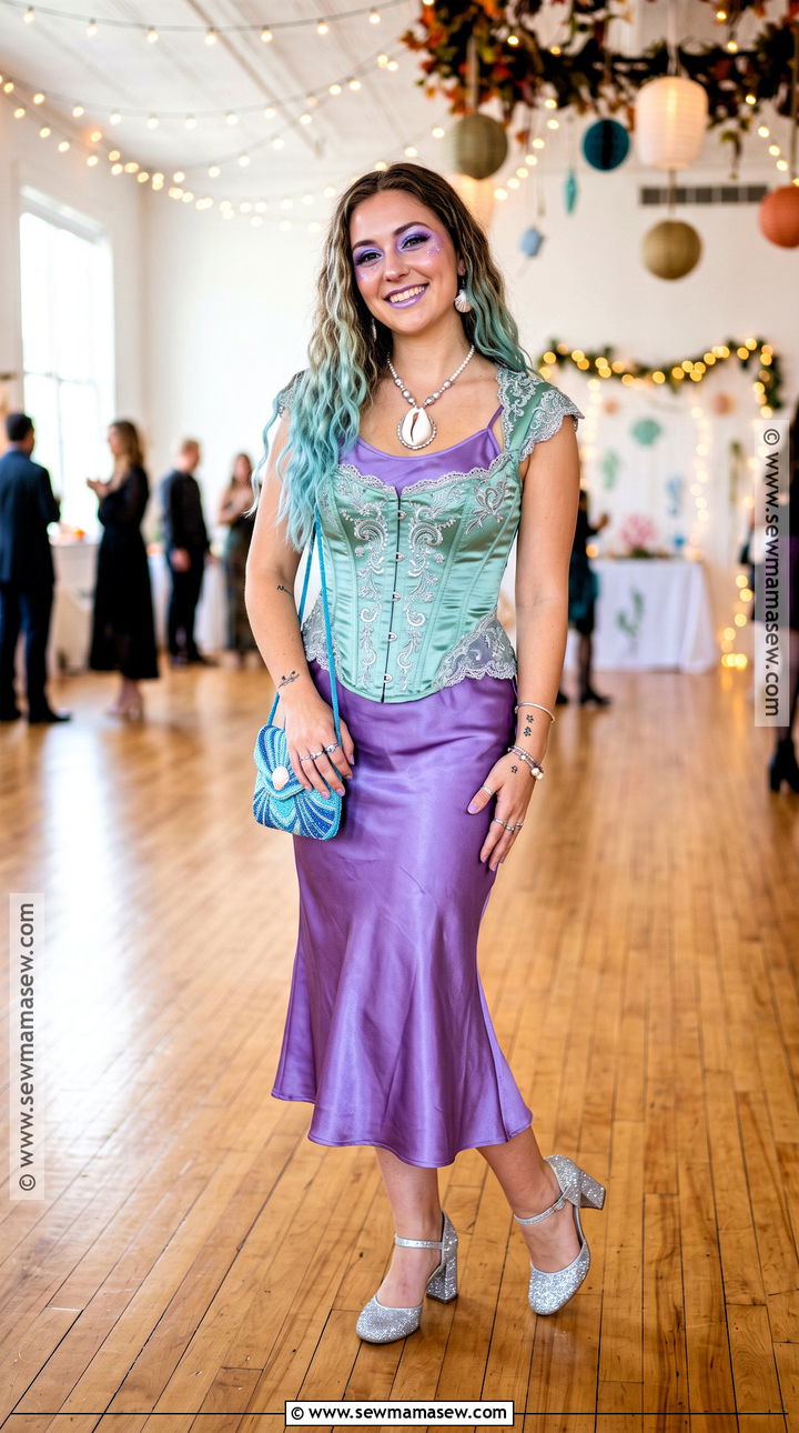 Purple Satin Mermaid Outfit - 35 mermaid halloween outfit ideas
