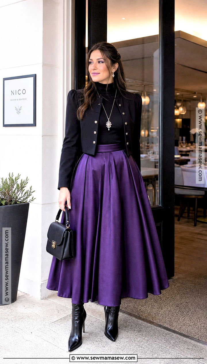 Purple Satin Skirt Witch Outfit - 30 Modern Witch Outfit Aesthetic Ideas