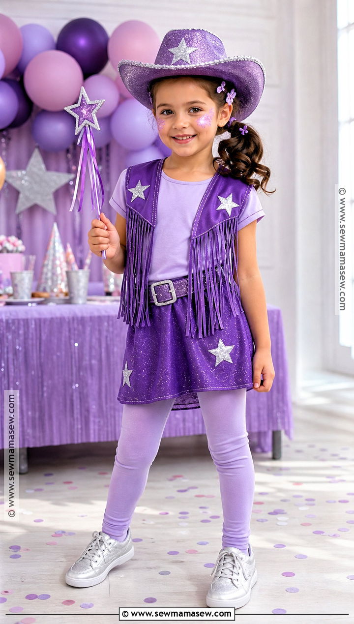 Purple Sparkle Cowgirl Costume - 30 cowgirl costume ideas for kids