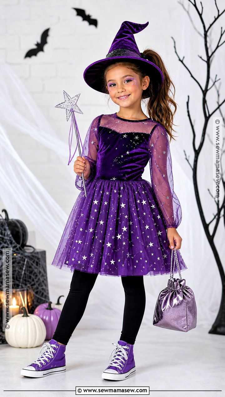 Purple Sparkle Witch Costume - 30 kids witch costume ideas