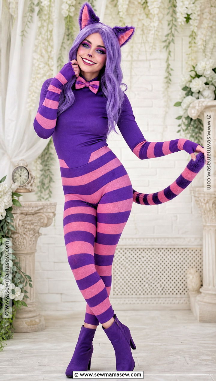 Purple Striped Cat Costume - 30 easy cat costume ideas