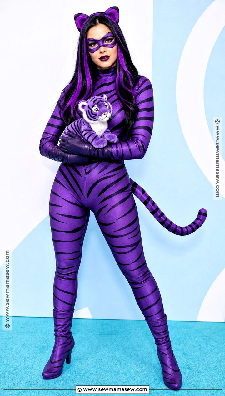 Purple Tigress Cosplay With Purple Striped Suit - 30 Miraculous Cosplay Ideas