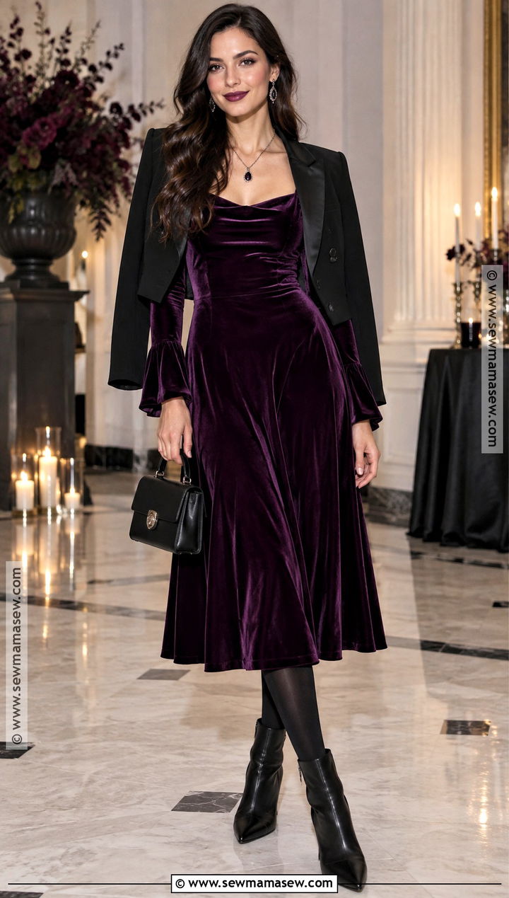 Purple Velvet Dress Witch Outfit - 30 witch outfits aesthetic