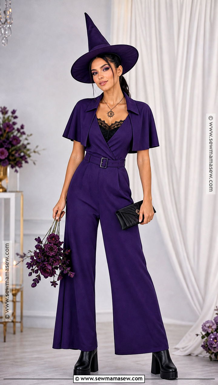 Purple Wide Leg Jumpsuit Witch Outfit - 30 purple witch outfit ideas