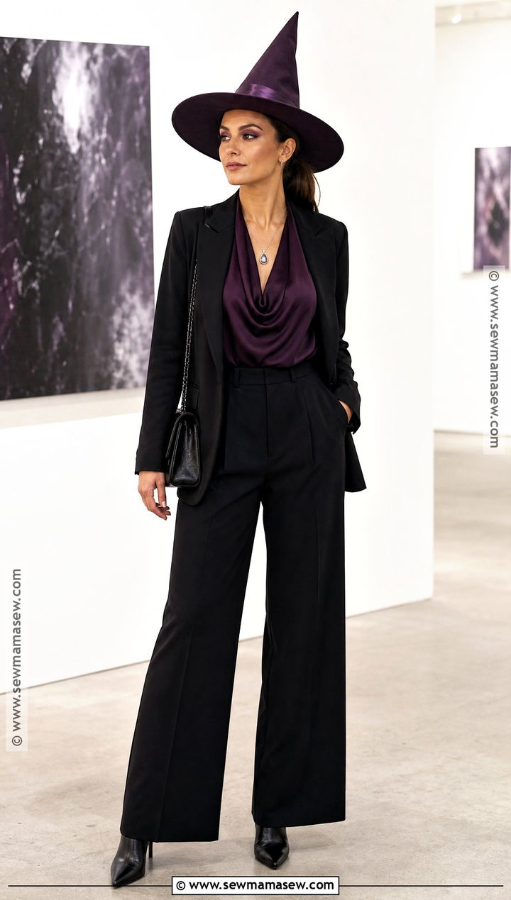 Purple Witch Outfit With Wide Leg Pants - 35 witches outfit ideas