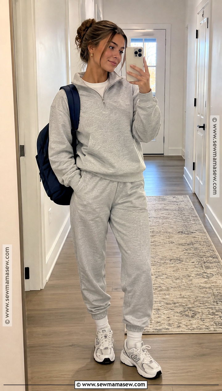 Quarter Zip And Joggers Fall School Outfit - 15 fall outfits for school comfy